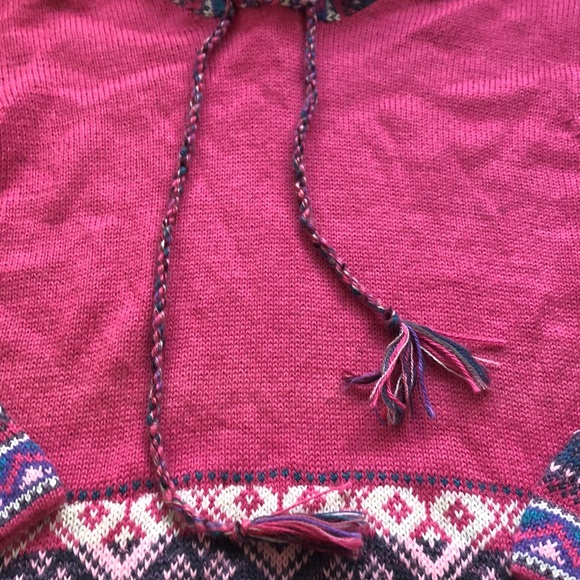 Juanitos | 100% alpaca wool pink sweater hoodie with patterns - Picture 4 of 9
